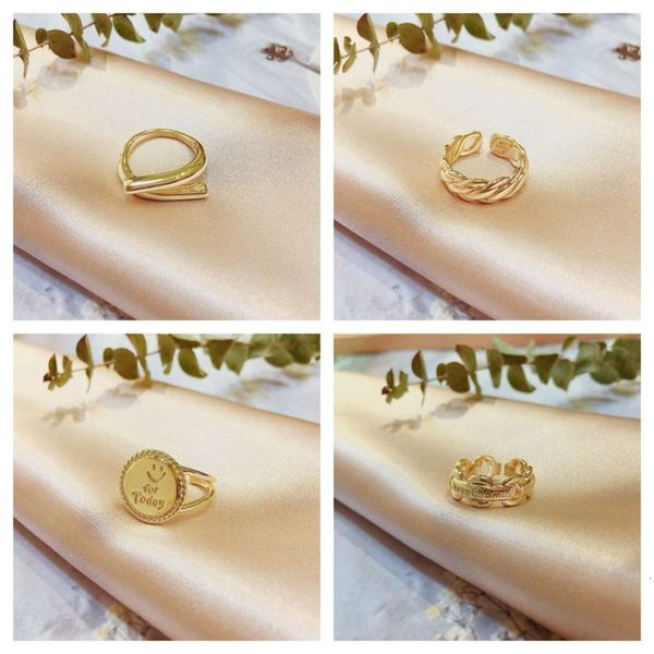 

ring women's 14k real gold personality adjustable temperament index finger ring, Black