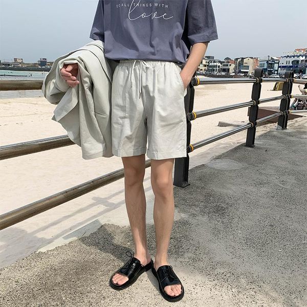 

spring and summer chinese style men comfortable work solid color cotton loose suit shorts fashion men's, White;black
