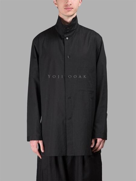 

men's casual shirts spring and autumn button high neck single breasted long sleeve shirt cotton medium pure color, White;black