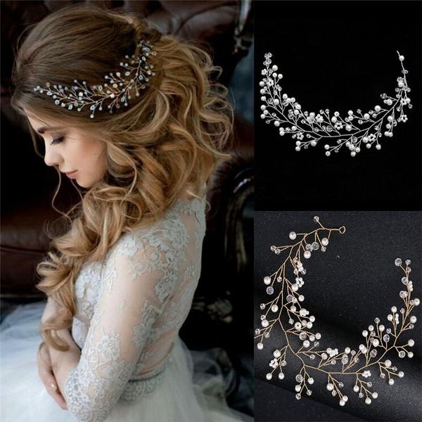 

headpieces simulated pearl bride wedding hair jewelry crystal headband tiara accessorie, Silver