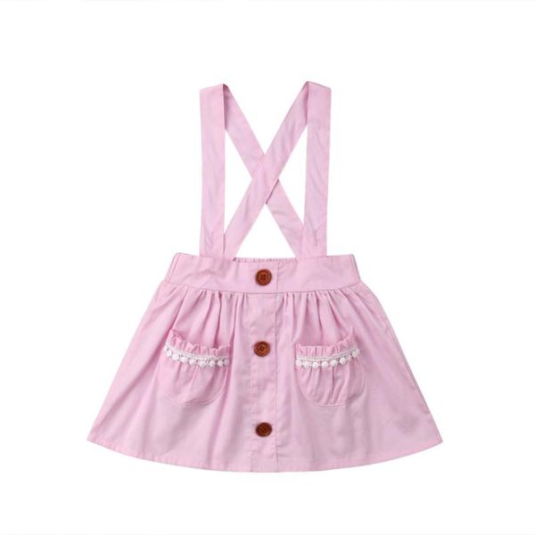 

skirts 2021 cotton baby kids girl toddler pockets button solid suspender skirt overalls clothes outfit, Blue