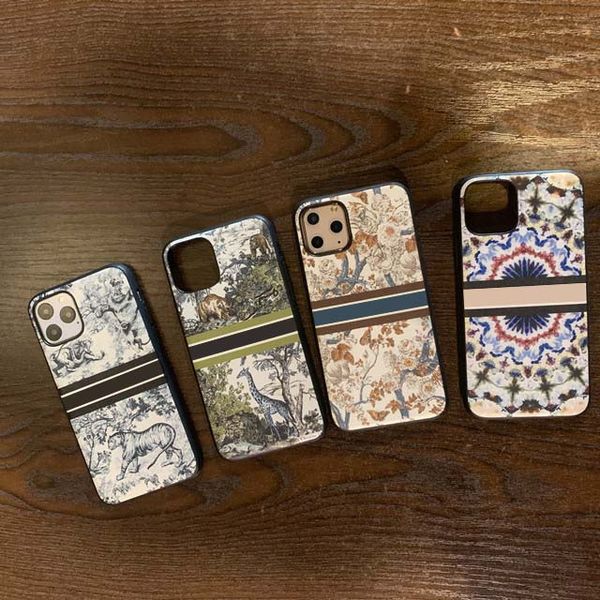 

fashion designer iphone cases for iphone 7/8/se2 7p/8p x/xs xsmax xr 11pro 11promax with letters blue toile de jouy motif wholesale