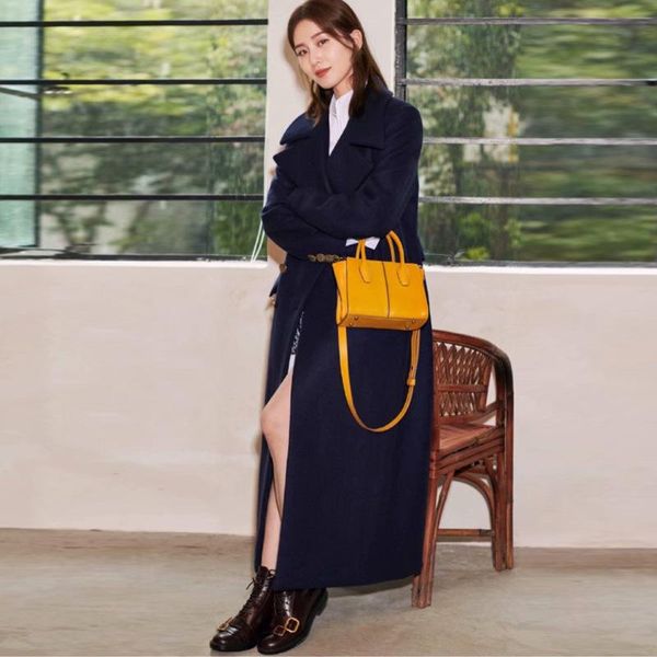 

women's wool & blends ol commuter temperament in the fall and winter of 20 long sleeve elasticity double-breasted coat lapels, Black