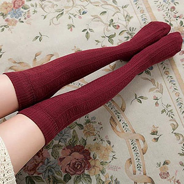 

sports socks 2# women knitting solid color knee-high cotton fashion long stockings for girls ladies, Black