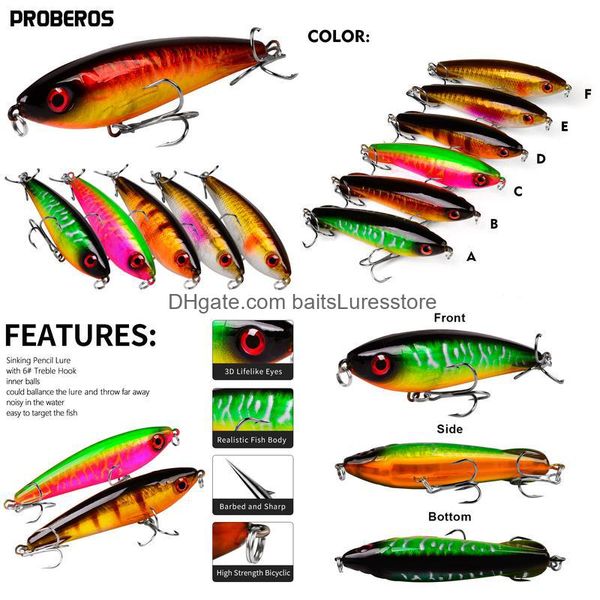 

baits lures floating shaped fishing tackle hooks baitsluresstore proberos spot road sub-bait pencil 12g / 8.5cm asian fake bait 6 col jllkqx