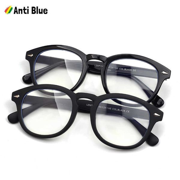 Jackjad Classic Johnny Depp Lemtosh Estilo Anti Anti Blue Ray Eyewear Frame Vintage Round Computer Marca Design Óculos Óculos Eyeglasses Y0831