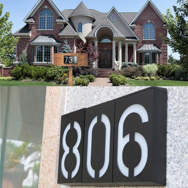 

waterproof arrival solar power number led light sign house el door address plaque mailbox digit plate wall lamp garden decorations