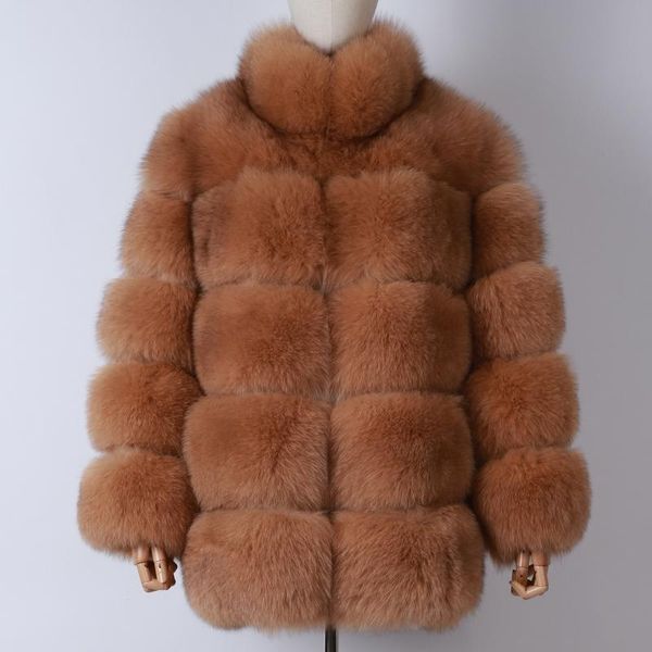

women's fur & faux ladies coat long women real natural, Black