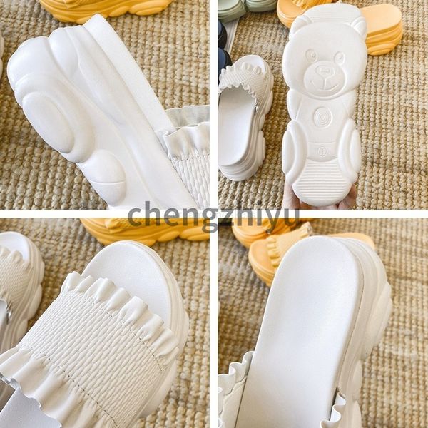 

womens slipper font shoes slide fashion sandals flat 8cm 02, Black