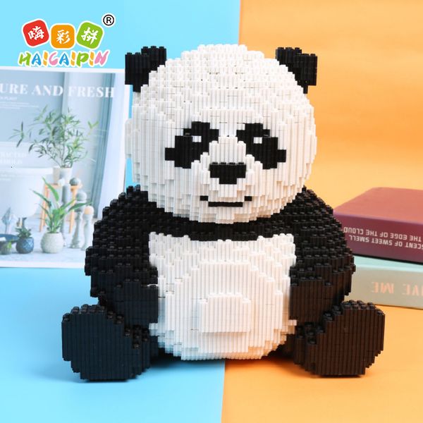 

block lego toys color matching red net jitter panda mini particle splicing tandem building tiktok