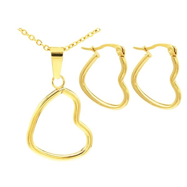 

earrings & necklace pz stainless steel jewelry sets heart shape charming bridal bridesmaid set for women, Silver