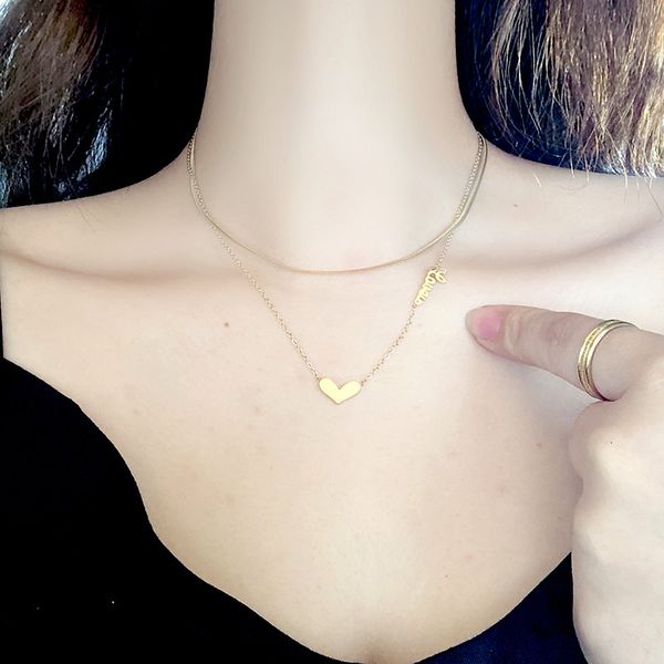 

amulet pendants titanium steel multi-layer english alphabet necklace korean fashion love pendant clavicle chain personalized neck ornament, Golden;silver
