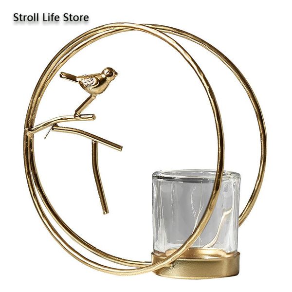 

nordic gold candle holder metal windproof candlestick ornaments centerpieces candlelight dinner bougeoir props gift fc468 holders