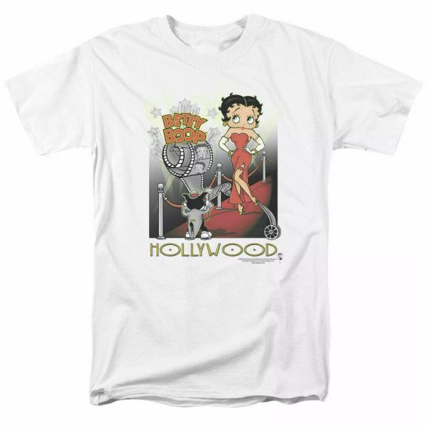 

betty boop hollywood t shirt mens licensed cartoon merchandise classic tv white, White;black
