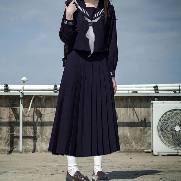 

clothing sets japanese korean high school uniform girls sailor suit formal autumn college outfits sweet fashion jk long mid short skirt, White