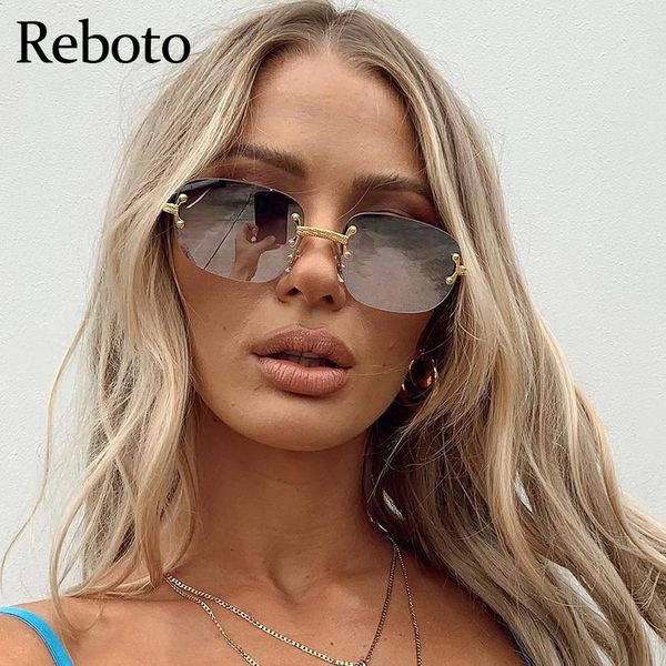 

shades for women 2021 rimless sunglasses retro vintage oval mirror men alloy frame classic brand glasses ladies, White;black