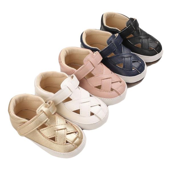 

fashion summer born infant baby boys girls pu-lether shoes soft sole hollow sneakers sandals fit for 0-15m, Black;red