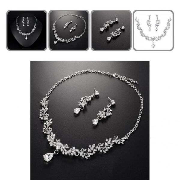 

earrings & necklace exquisite jewelry shiny lightweight set stud bridal 1, Silver