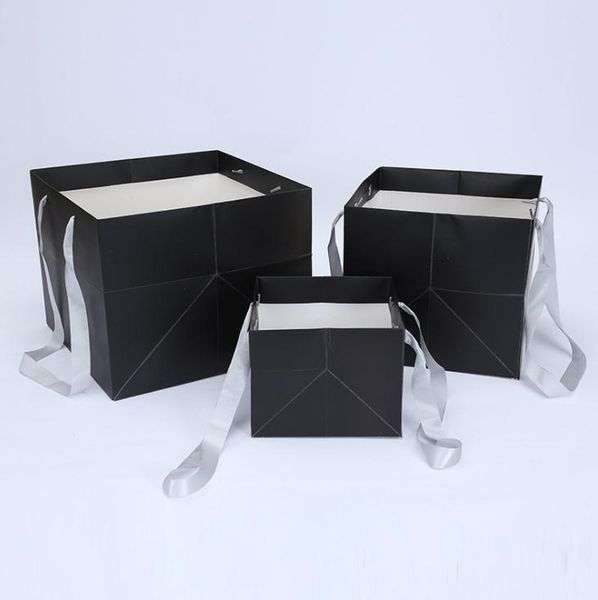 

gift wrap flower paper boxes packing bags florist packaging box with handhold hug bucket for party sn3499