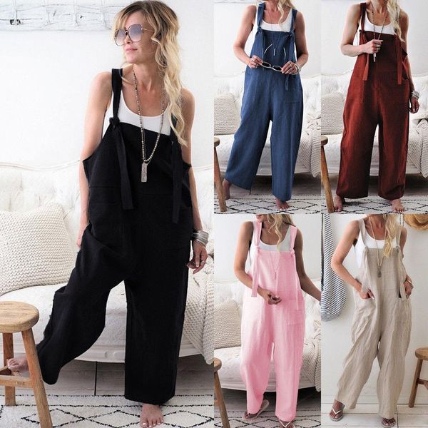 

casual fashion baggy dungarees women romper playsuit oversized trousers pants tank, Black;white