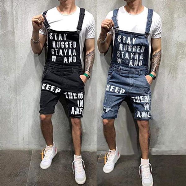 

mens overalls shorts men's ripped jeans jumpsuits summer street distressed denim bib man suspender pants, White;black