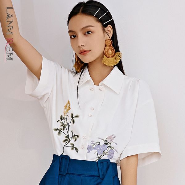

women white big size blouse lapel short sleeve loose fit lady shirt fashion spring summer arrivals 2e1877 210507