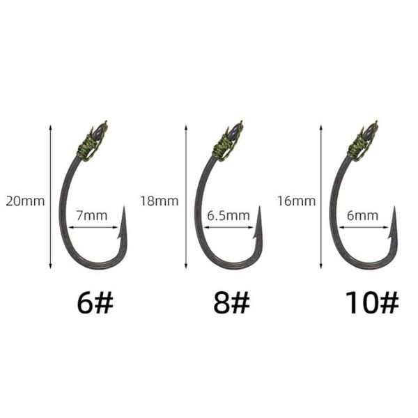 

fishing hooks 124f curved barbed carp hook carbon steel hair rigs barb braided line