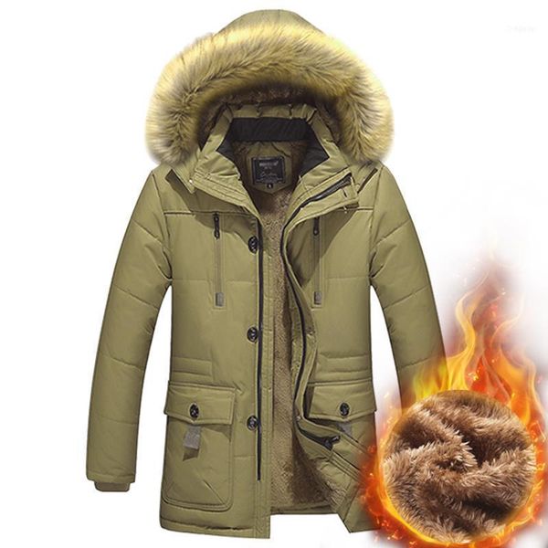 

mens winter jacket thick casual outwear jackets male fur collar windproof waterproof parkas 5xl velvet warm coat -30 degree1, Black