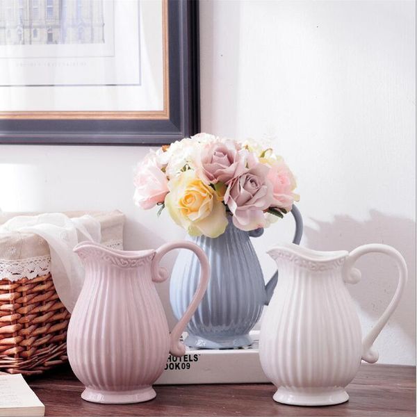

vases modern ceramic wedding decorative vase white artificial flower bottle household decor pink blue