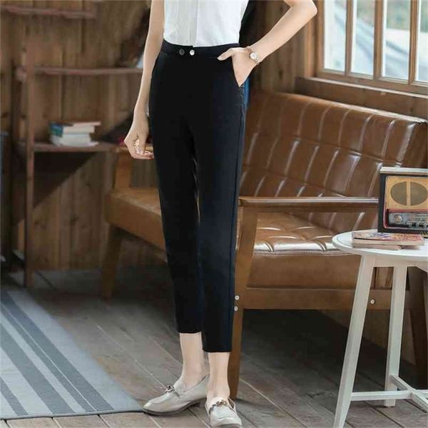 

plus size women's clothing s-4xl professional office slim black pants female fall anti-wrinkle high waist ladies 210527, Black;white