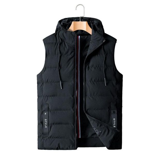 

men's vests vest xl-8xl max chest 148cm warm autumn winter 2021 casual men loose waistcoat with hooded, Black;white