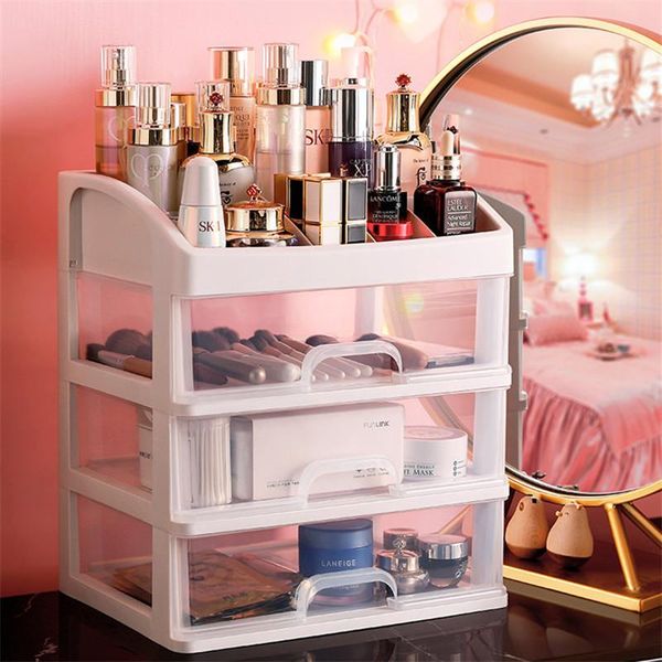 

storage boxes & bins cosmetic box jewelry container case makeup brush holder organizer drawers plastic necklace rack