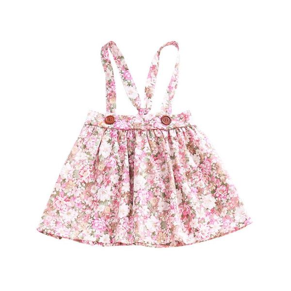 

infant girl clothes baby overalls floral print suspender skirt toddler kids summer casual children button vintage dress skirts, Blue