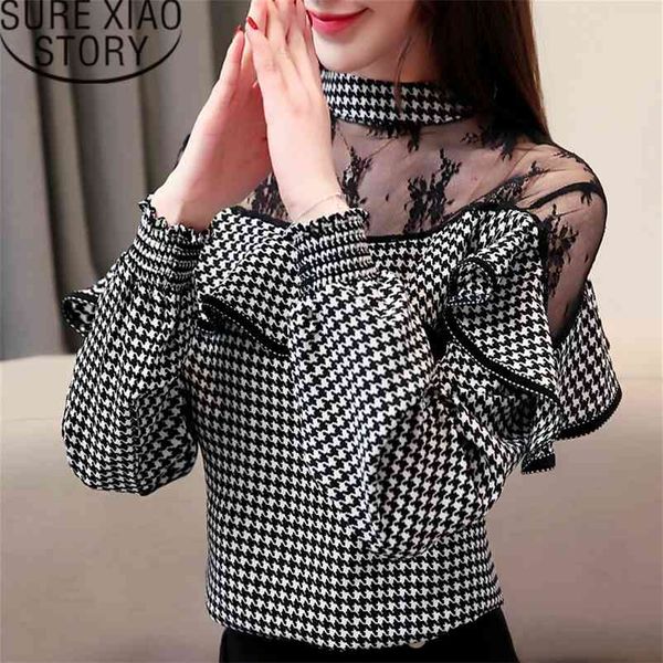 

womens and blouses women long sleeve shirts chiffon blouse polka dot stand ladies blusas mujer de moda 2460 50 210508, White