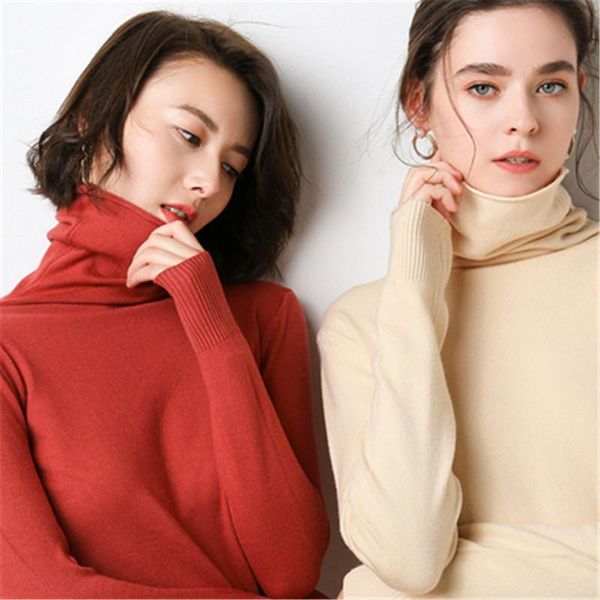 

autumn winter cashmere turtleneck sweater women's head high collar solid color large size 101 sweaters, White;black