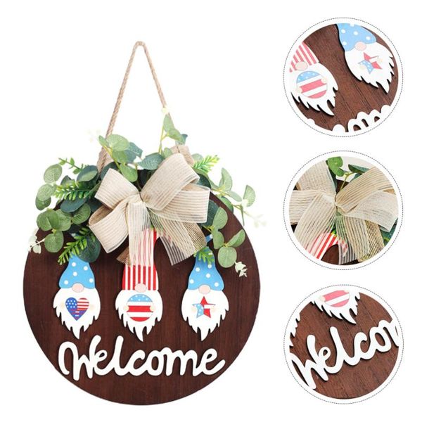 

decorative flowers & wreaths 1pc wooden lovely independence day pendant gnome design ornament for home