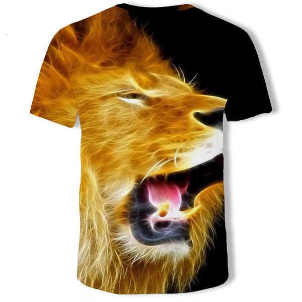 

lion tiger t-shirt men's 3d animal crew neck men, White;black