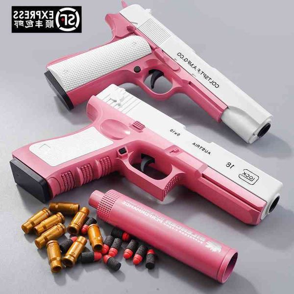 

shell throwing glock soft bullet toy shooter can launch loading and unloading simulation model hand robbed child boy3