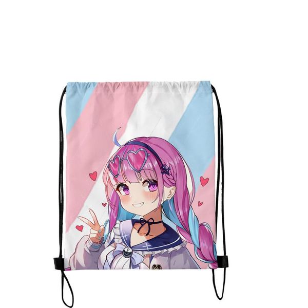 

backpack hololive minato aqua merch style student shoulder storage bag drawstring travel beach toys shoes organizer