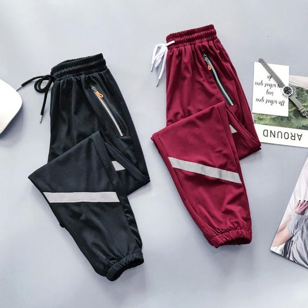 

women's pants & capris 2021 spring reflective sweatpants womenstreetwear loose harlan thin casual joogers, Black;white