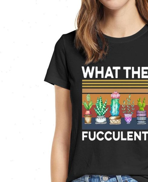 

100% cotton retro succulent womens t shirt what the fucculent white xs men soft tee