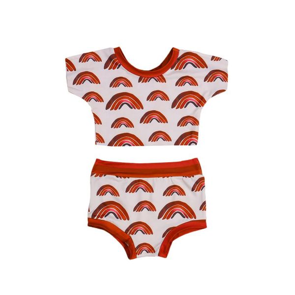 

clothing sets citgeesummer toddler baby girls t-shirt and shorts set fresh rainbow printed short sleeve pants clothes, White