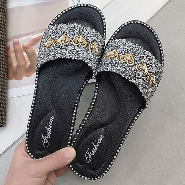 

slippers women sandalias mujer 2021 summer shoes female fashion outdoor non-slip woman luxury designers, Black