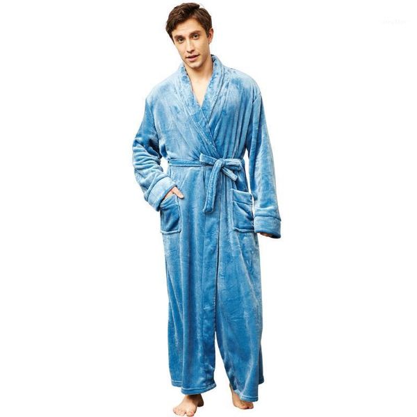

oversize male large long kimono bathrobe gown casual robe autumn winter flannel home wear thick warm sleepwear homedress men's, Black;brown