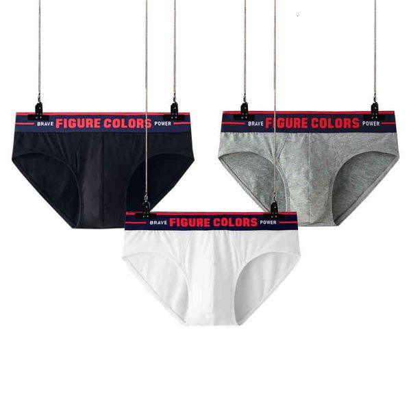 

underpants fc brand men's underwear pure cotton breathable and comfortable triangular u-convex design youth low waist sports shorts, Black;white