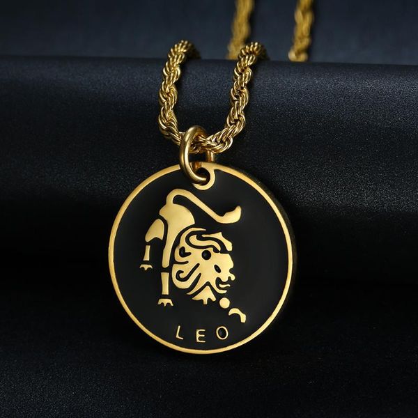 

pendant necklaces men's women's 12 horoscope zodiac sign gold necklace aries leo wholesale drop constellations jewelry, Silver