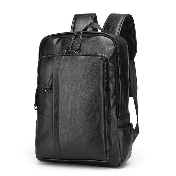 

backpack leisure soft general leather men teenager male large capacity lapstudents travel bag 2021