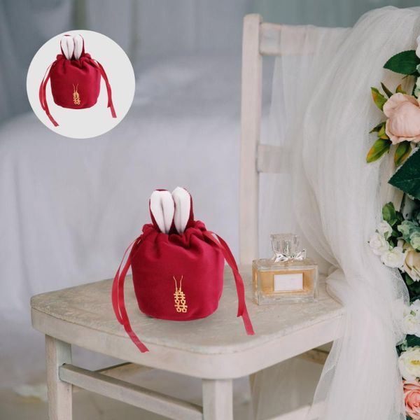 

2pcs candy packing bag festival gift wedding storage (red) wrap