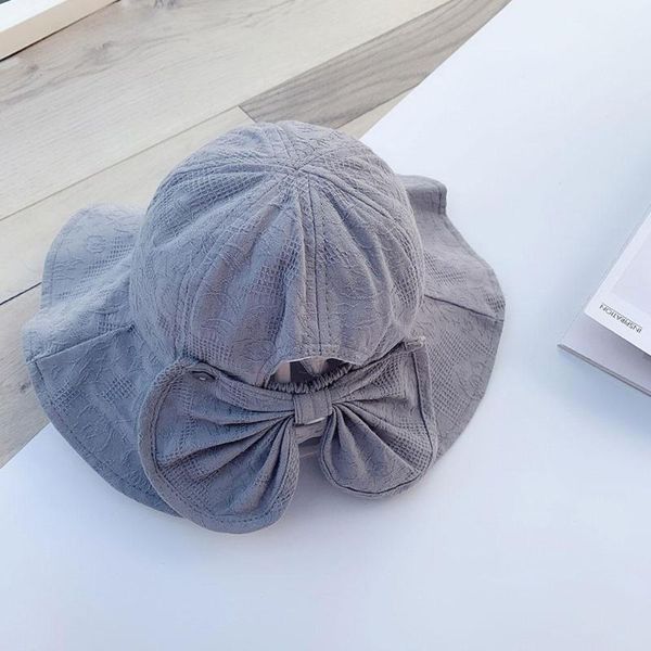

wide brim hats y infant girls fisherman sun cotton children cap kids princess outdoor beach bow girl caps, Blue;gray