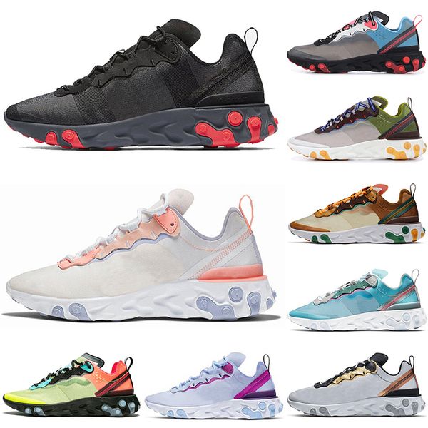 

new classic original element 55 87 react running shoes triple black white anthracite sail dark grey solar red pale pink moss orange royal ti